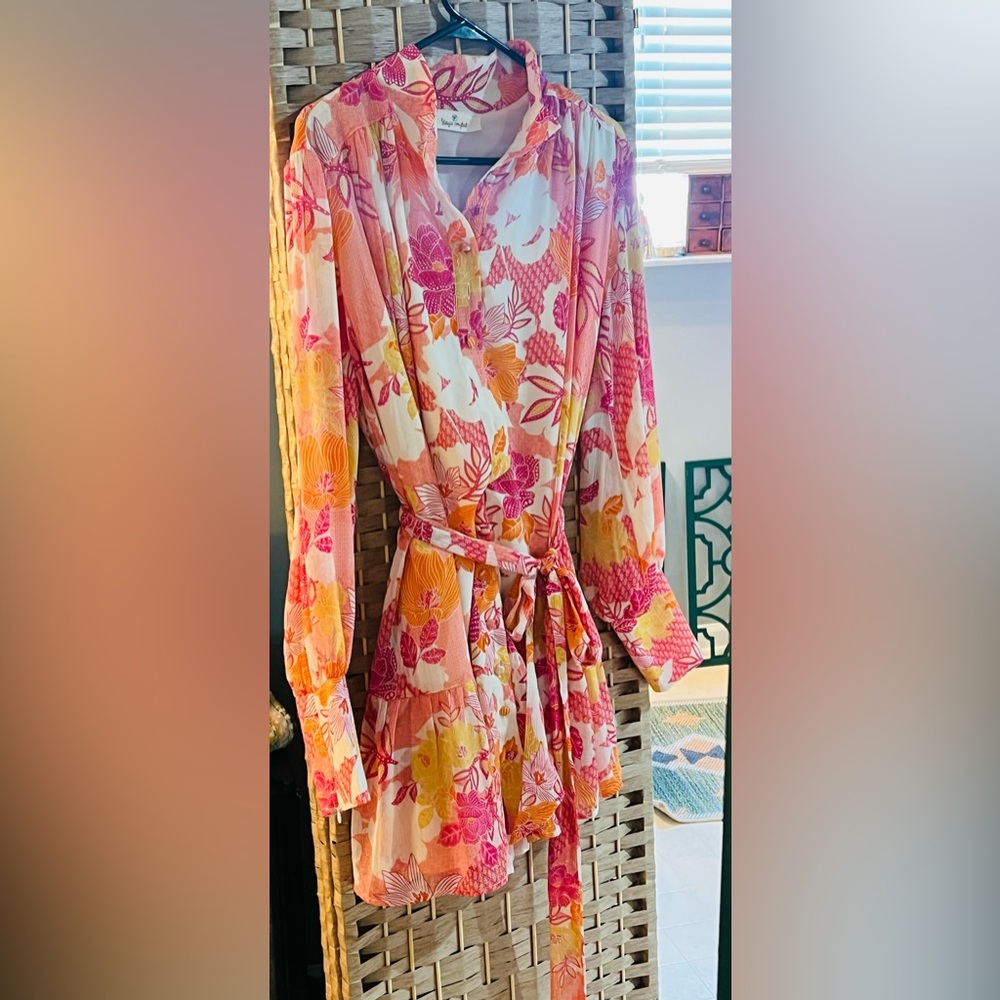 Floral Pink and Orange Dress